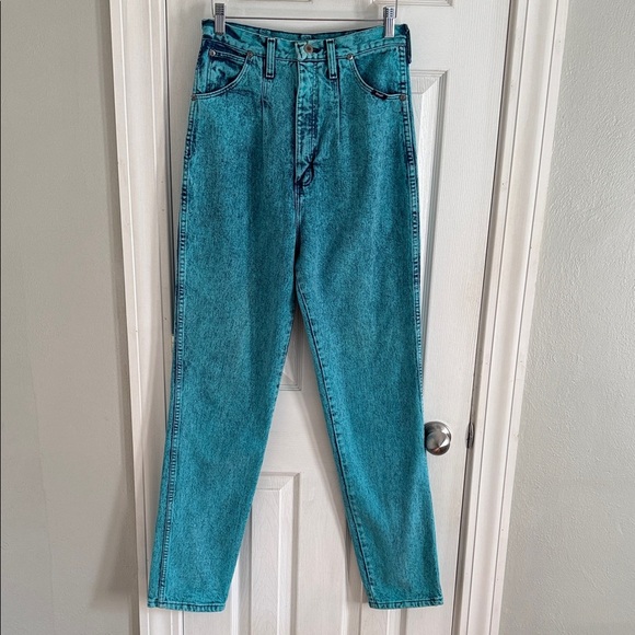 80’s Vintage Wrangler Acid Wash High Rise Jeans - Turquoise - Picture 1 of 7